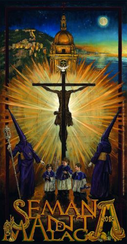 foto de El Cristo de la Redención y penitentes de Pasión, protagonistas del cartel de la Semana Santa de Málaga 2018