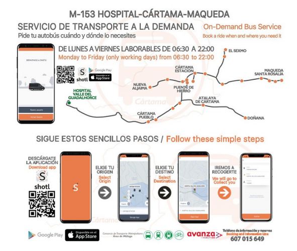 foto de Ayuntamiento Cártama renueva con CTMAM el servicio de la línea de transporte a la demanda M153 Hospital-Cártama-Maqueda