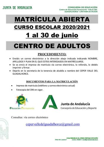 foto de Abierto el plazo de inscripción para el nuevo curso en el CEPER Valle del Guadalhorce